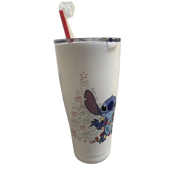 Disney Stitch "Be Jolly" Christmas Tumbler Cup w/ Straw Holiday Gift NEW - Picture 3 of 3